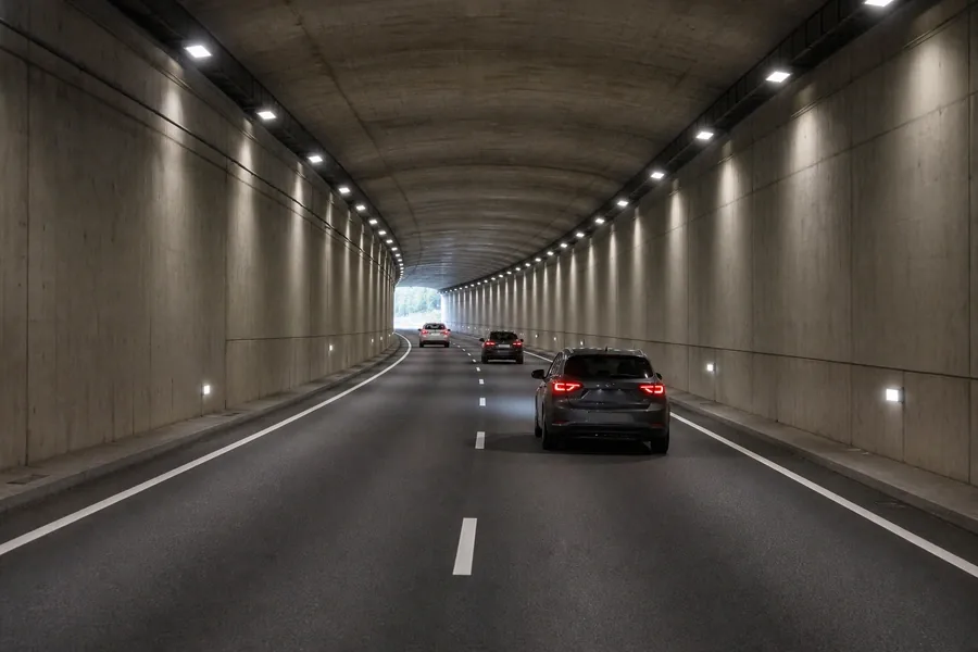 Imagen de la pregunta: En un túnel suficientemente iluminado, ¿qué luces deben utilizarse?